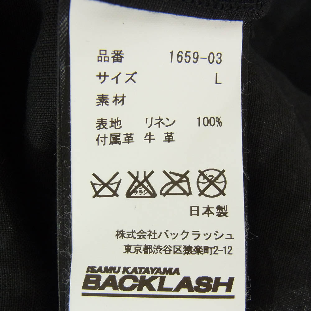 ISAMUKATAYAMA BACKLASH イサムカタヤマバックラッシュ 1659-03 リネン 半袖 Tシャツ ブラック系 L【美品】【中古】