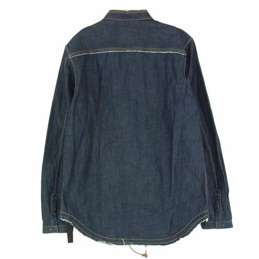 ISAMUKATAYAMA BACKLASH イサムカタヤマバックラッシュ 1734-03 デニム スタンドカラー 長袖 シャツ インディゴブルー系 L【美品】【中古】