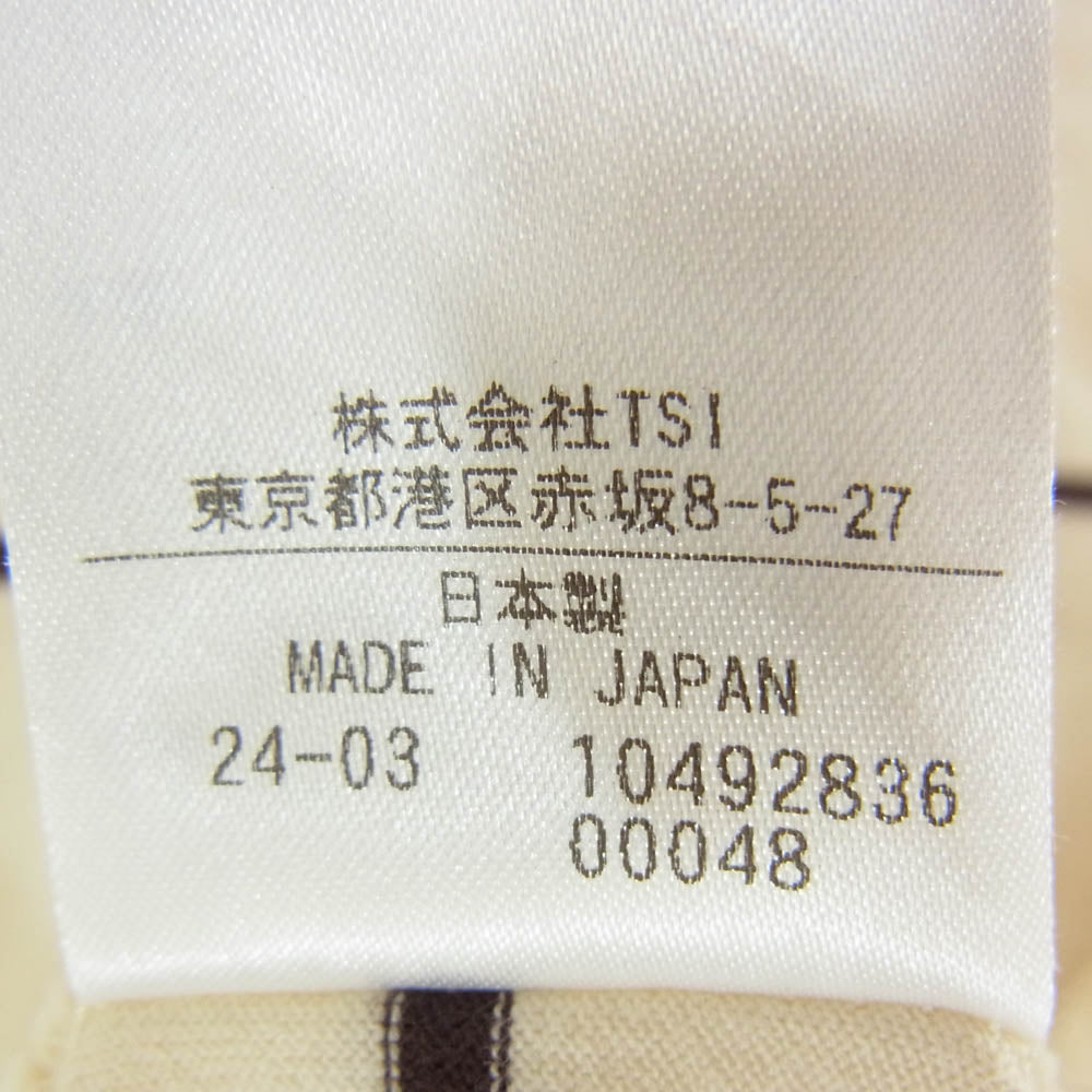 MARGARET HOWELL マーガレットハウエル クルーネック ボーダー 半袖 Tシャツ カットソー オフホワイト系 L【中古】