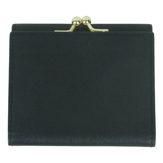 Paul Smith ポール・スミス ラブレター がま口 3つ折り コンパクト レザー ウォレット 財布 ブラック系 ライトブルー系【中古】