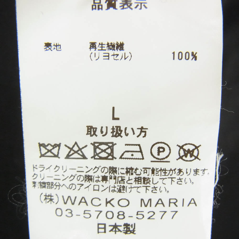 WACKO MARIA ワコマリア OPEN COLLAR SHIRT L/S ロゴ オープンカラー 長袖 シャツ ブラック系 L【中古】