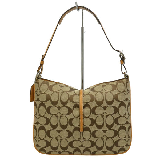 COACH コーチ D15-6091 ワンハンドル キャンバス 切替 シグネチャー ハンドバッグ ベージュ系【中古】