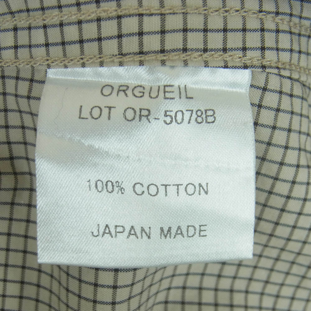 ORGUEIL オルゲイユ OR-5078B スーピマ コットン グラフチェック タイプライター ワーク シャツ 長袖 グレー系 ベージュ系 38【中古】