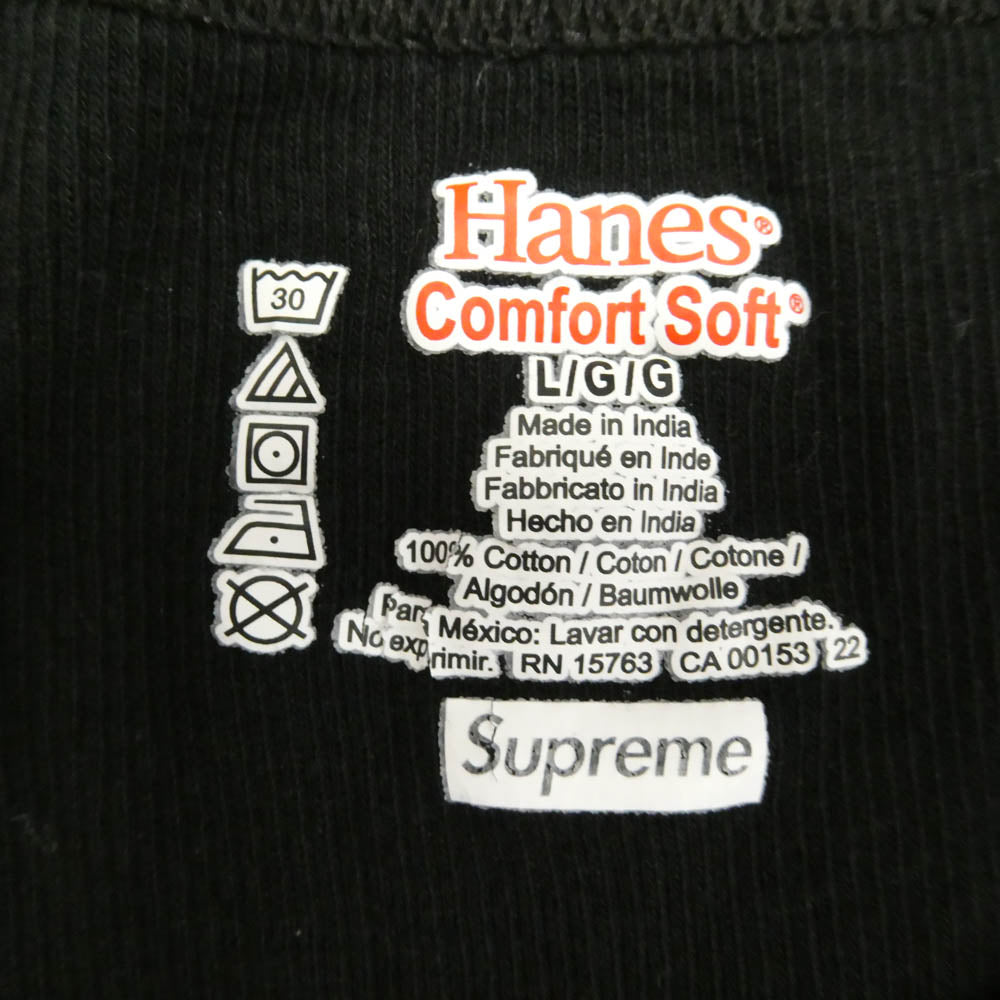 Supreme シュプリーム HANES ヘインズ Tank Tops タンクトップ カットソー ブラック系 L【中古】