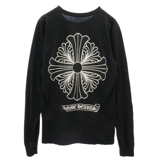 CHROME HEARTS クロムハーツ(原本無) CH PLUS T-SHRT CHプラス バックスクロールプリント 長袖 Tシャツ ブラック系 S【中古】