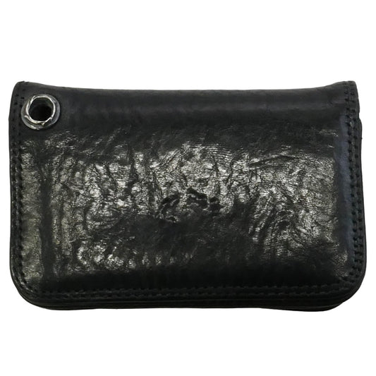 CHROME HEARTS クロムハーツ(原本無) CARD CASE グロメット付き レザー カードケース 名刺入れ ブラック系【中古】