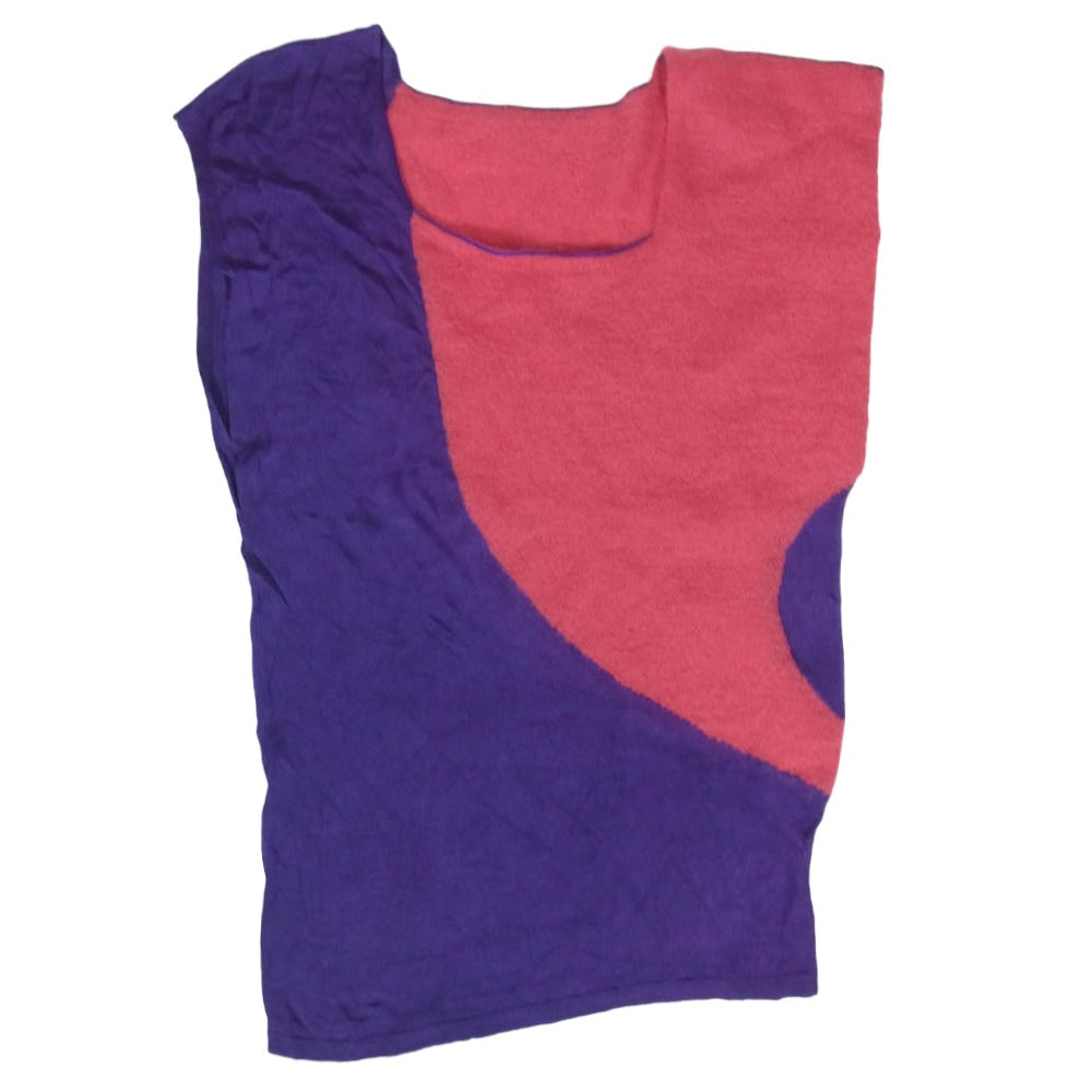 ISSEY MIYAKE イッセイミヤケ IM03KN511 モヘヤ ニット レーヨン 切替 ノースリーブ ピンク紫 2【中古】 ISSEY MIYAKE イッセイミヤケ IM03KN511 モヘヤ ニット レーヨン 切替