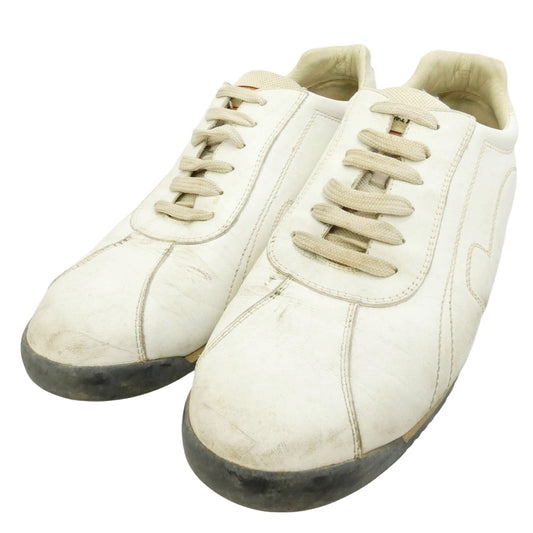 Salvatore Ferragamo サルヴァトーレフェラガモ レザー レースアップ ローカット スニーカー オフホワイト系 9【中古】