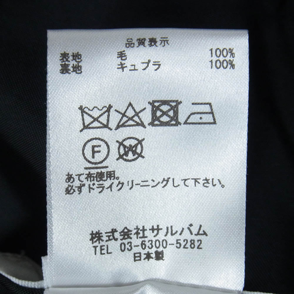 sulvam サルバム 23SS SR-P04-100 Mid Length Slit Slacks ミドル丈 クロップド スリット スラックス パンツ ブラック系 M【中古】