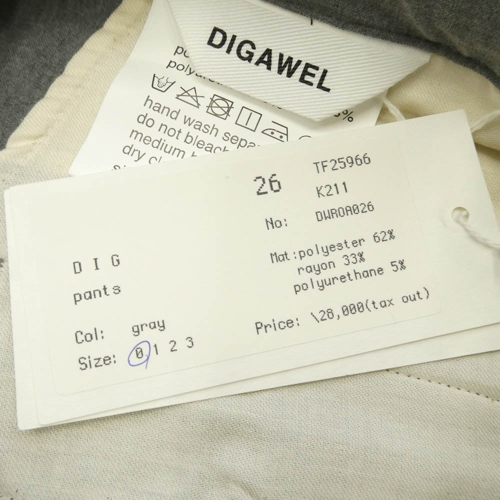 ディガウェル DWR0A026 裾マジックテープ ワイド スラックス パンツ グレー系【新古品】【未使用】【中古】