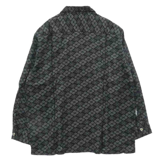 バッズプール × GAKKIN ガッキン 花罰 総柄 PATTERN S/S Shirt シャツ 長袖 ブラック系 グレー系 S【極上美品】【中古】