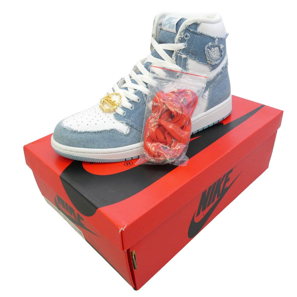 NIKE ナイキ DM9036-104 Women's Air Jordan 1 High OG Denim AJ1 ウィメンズ エアジョーダン ハイ デニム スニーカー インディゴブルー系 ホワイト系 29cm【新古品】【未使用】【中古】