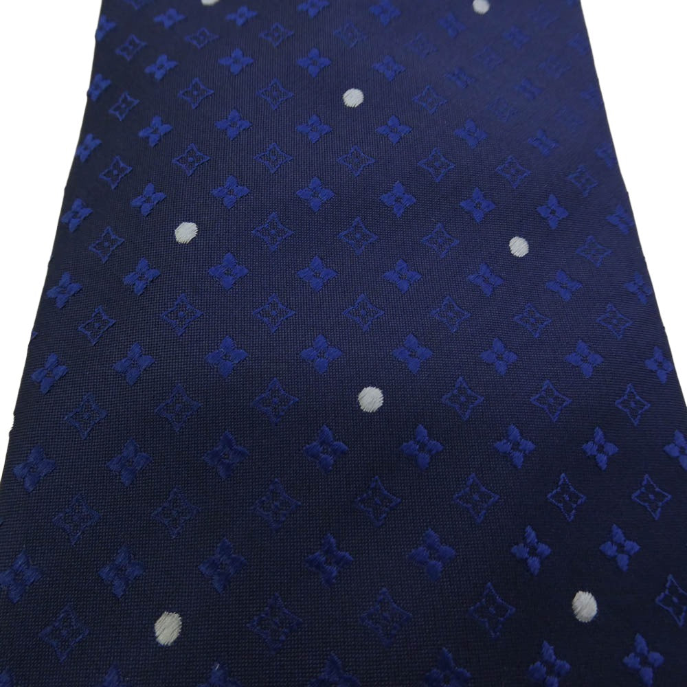 LOUIS VUITTON ルイ・ヴィトン モノグラム ドット柄 ネクタイ ブルー系【中古】
