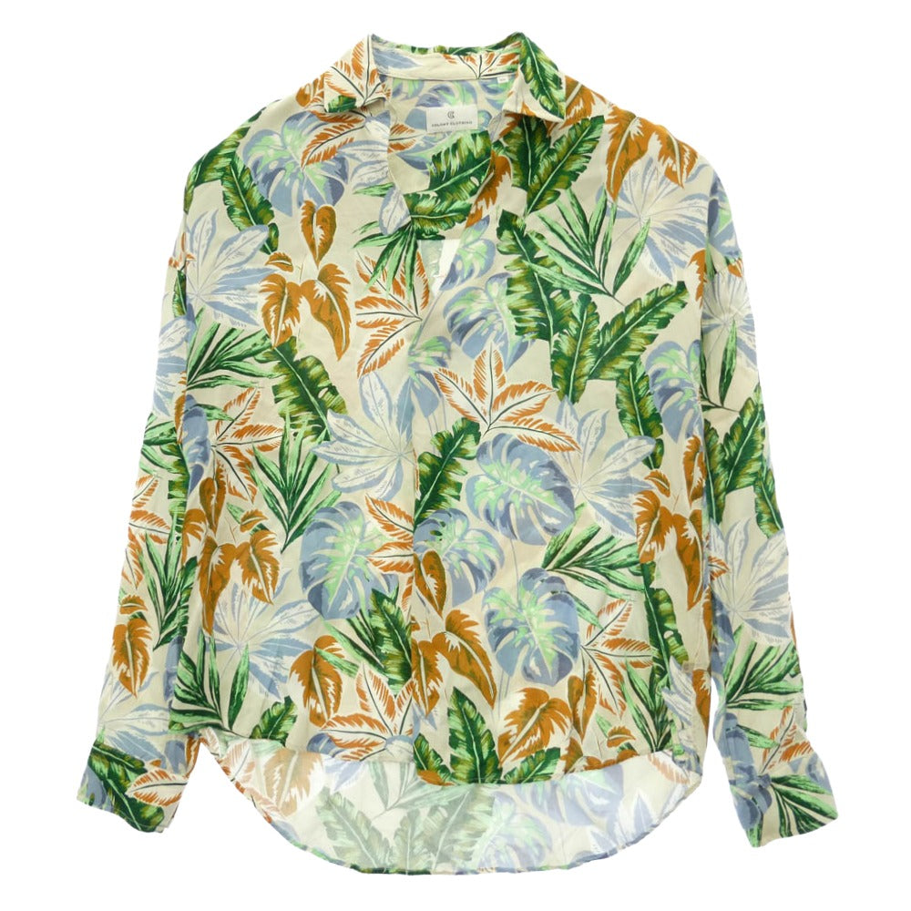 コロニークロージング COLONY CLOTHING プールサイド 長袖 レーヨン アロハ スキッパー シャツ マルチカラー系 XS【中古】 コロニークロージング プールサイド 長袖 レーヨン アロハ スキッパー
