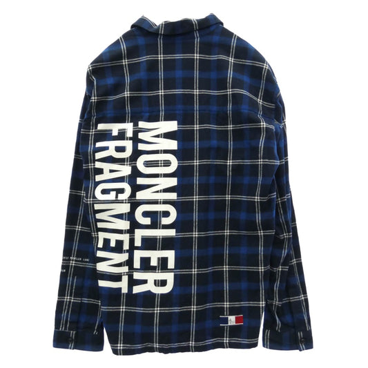 MONCLER モンクレール 18AW D209U5200101 GENIUS ジーニアス × FRAGMENT フラグメント HIROSHI FUJIWARA CAMICIA 長袖 バックロゴ フランネル シャツ 1 ネイビー系 1【美品】【中古】