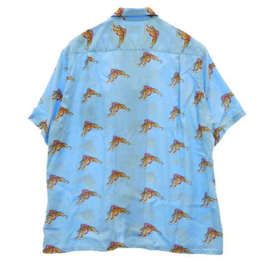 WACKO MARIA ワコマリア TIM LEHI 虎総柄 HAWAIIAN SHIRT ティムリー ハイ タイガーハワイアン 半袖 シャツ ライトブルー系 XL【中古】