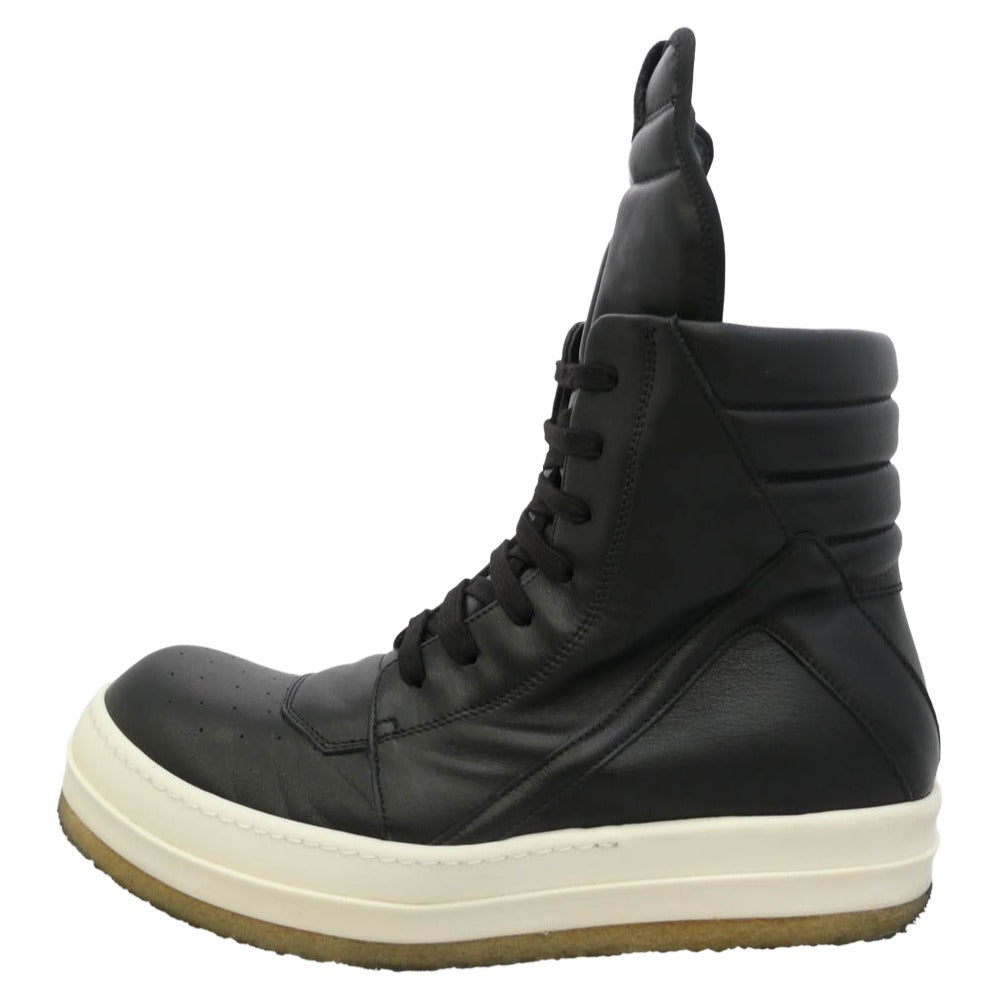 Rick Owens リックオウエンス 25AW RU02E1801-LCO CREEP GEOBASKET ジオバスケット クレープソール レザー ハイカット スニーカー ブラック系 43【中古】 Rick Owens リックオウエンス 25AW RU02E1801-LCO CREEP GEOBASKET