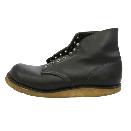 RED WING レッドウィング 8165 刺繍羽根タグ クラシックラウンド レザー ワークブーツ ブラック系 7.5【中古】