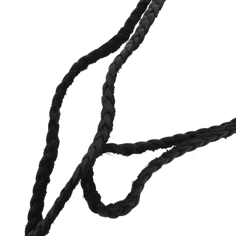CHROME HEARTS クロムハーツ(原本無) LEATHER BRAID SC スクロールチップ レザーブレード レザーブレイド ネックレス ブラック系 シルバー系【中古】