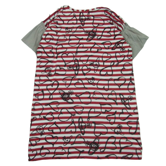 Vivienne Westwood ヴィヴィアンウエストウッド 16-12-521014 Red Label レッドレーベル ハート柄 ボーダー ロング 半袖 ワンピース レッド系 ホワイト系 ブラック系 00【中古】