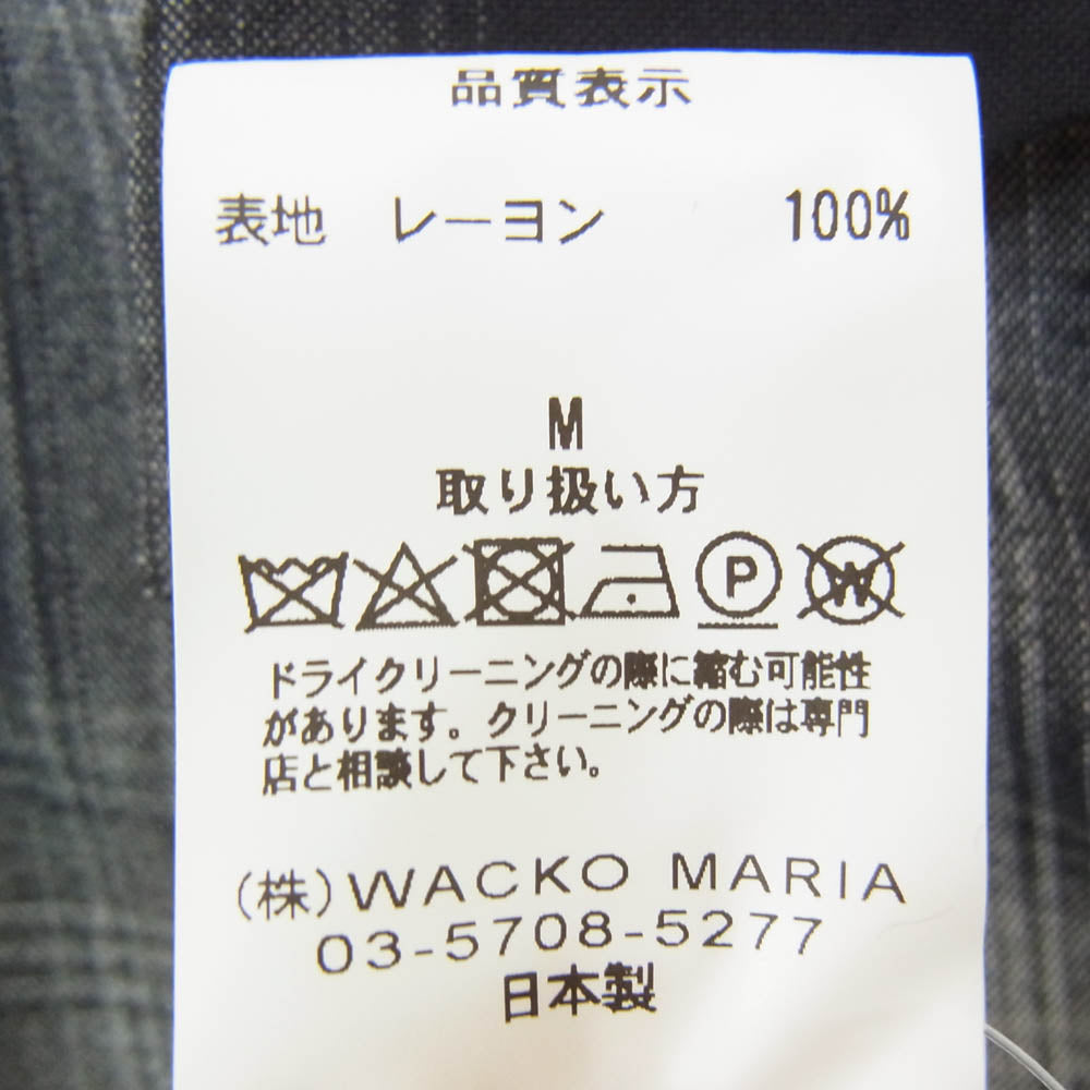 WACKO MARIA ワコマリア OMBRE CHECK OPEN COLLAR SHIRT オンブレチェック 長袖 オープンカラー シャツ ブラック系 M【中古】