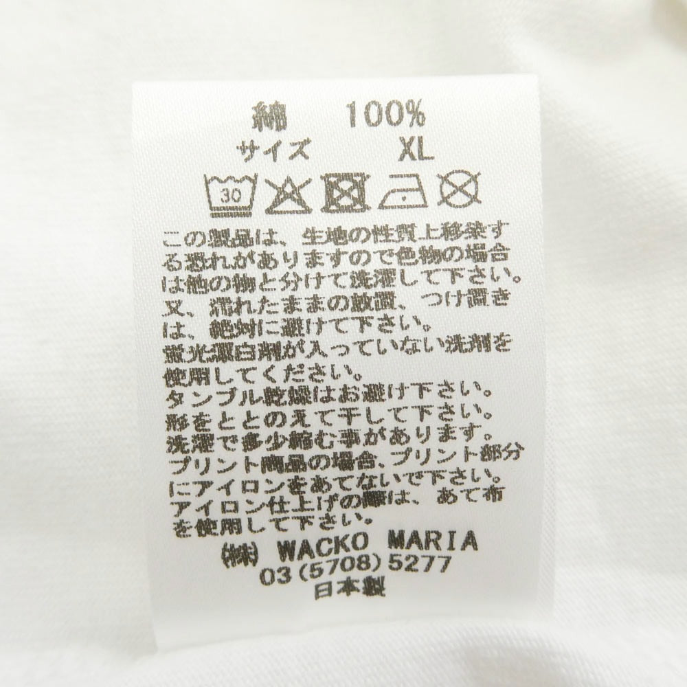 WACKO MARIA ワコマリア 26SS × UFC ユーエフシー WASHED HEAVY WEIGHT T-SHIRT ヘビーウェイト フロントプリント バック刺繍 Tシャツ 半袖カットソー ホワイト系 XL【美品】【中古】
