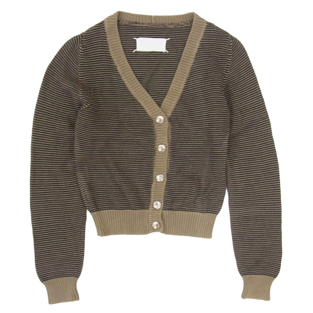 マルタン・マルジェラのVネックボーダー柄カーディガン MAISON MARTIN MARGIELA メゾンマルタンマルジェラ 333-16533 白タグ