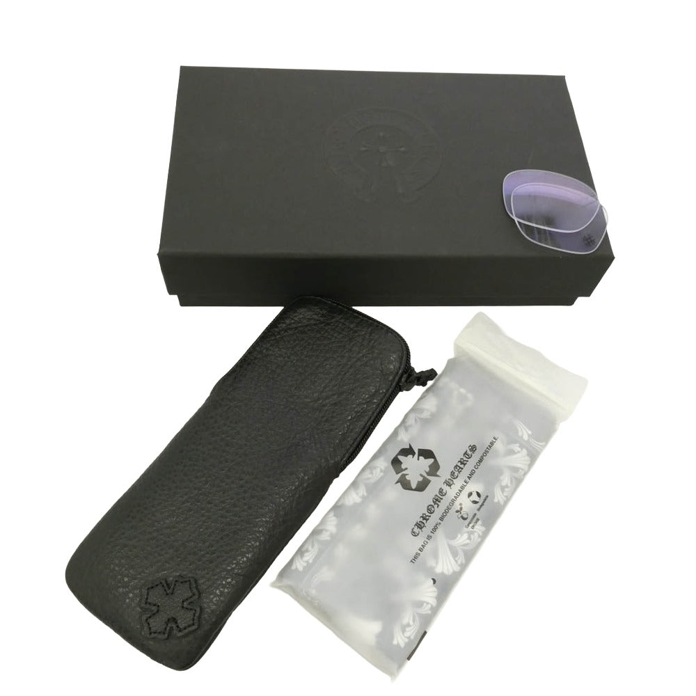 CHROME HEARTS クロムハーツ(原本無) COX UCKER CHクロス テンプル ウェリントン アイウェア 眼鏡 サングラス イエロー系 ブラウン系 52□19-153【中古】