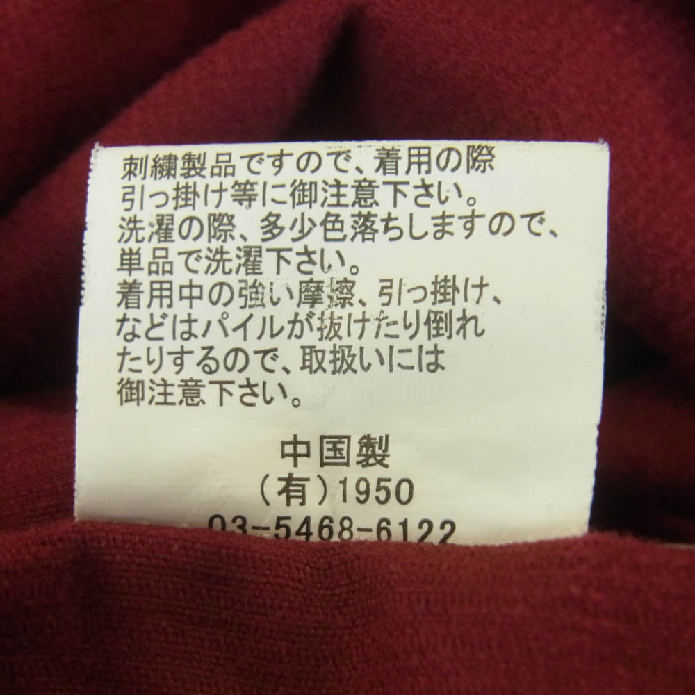 CREAM SODA クリームソーダ TEMMYE ティミー 刺繍 長袖 コーデュロイ シャツ 長袖 コットン レッド系 ボルドー系 L【中古】