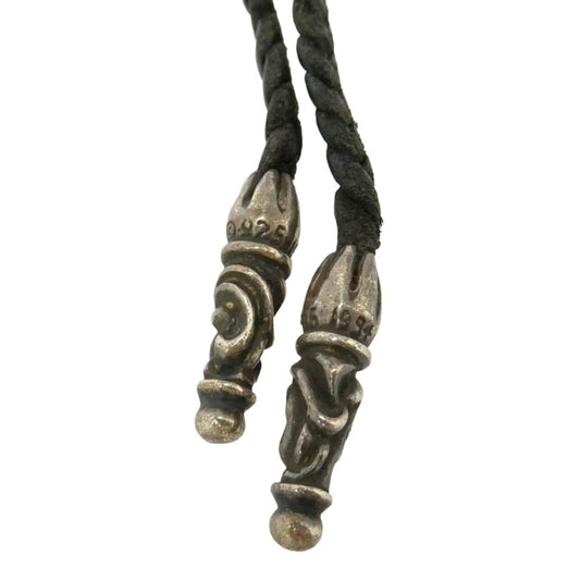 CHROME HEARTS クロムハーツ(原本無) LEATHER BRAID スクロール レザーブレード シルバー系 ブラック系【中古】