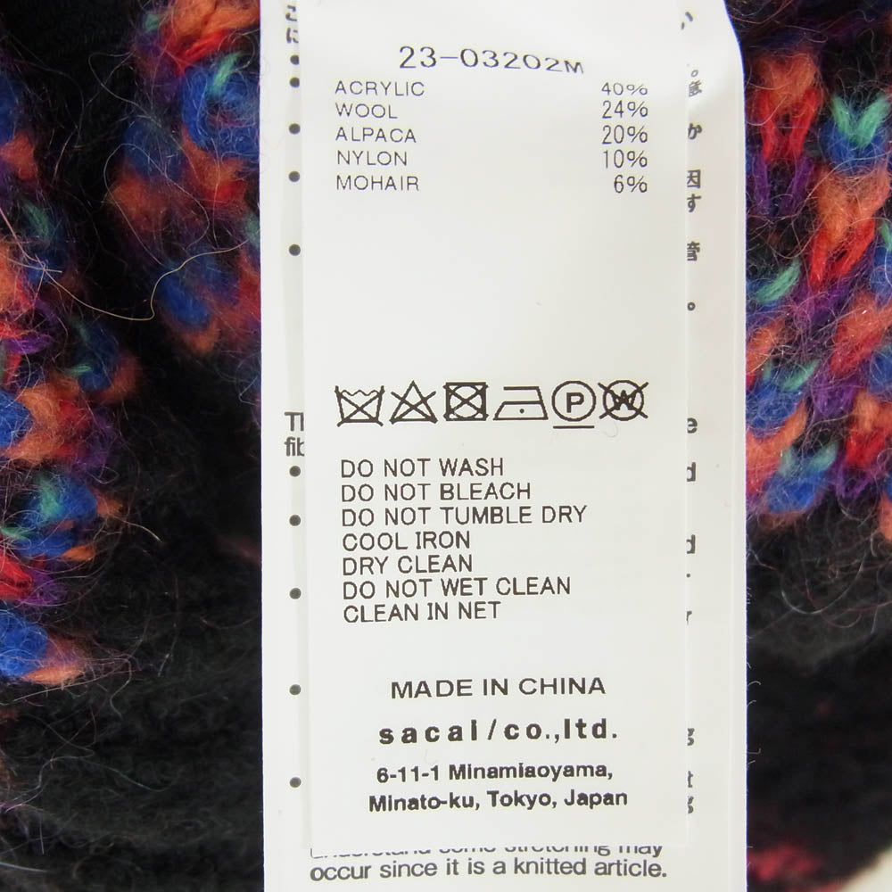 Sacai サカイ 23AW 23-03202M Jacquard Knit Pullover ジャガード ニット プルオーバー セーター ブラック系 1【中古】