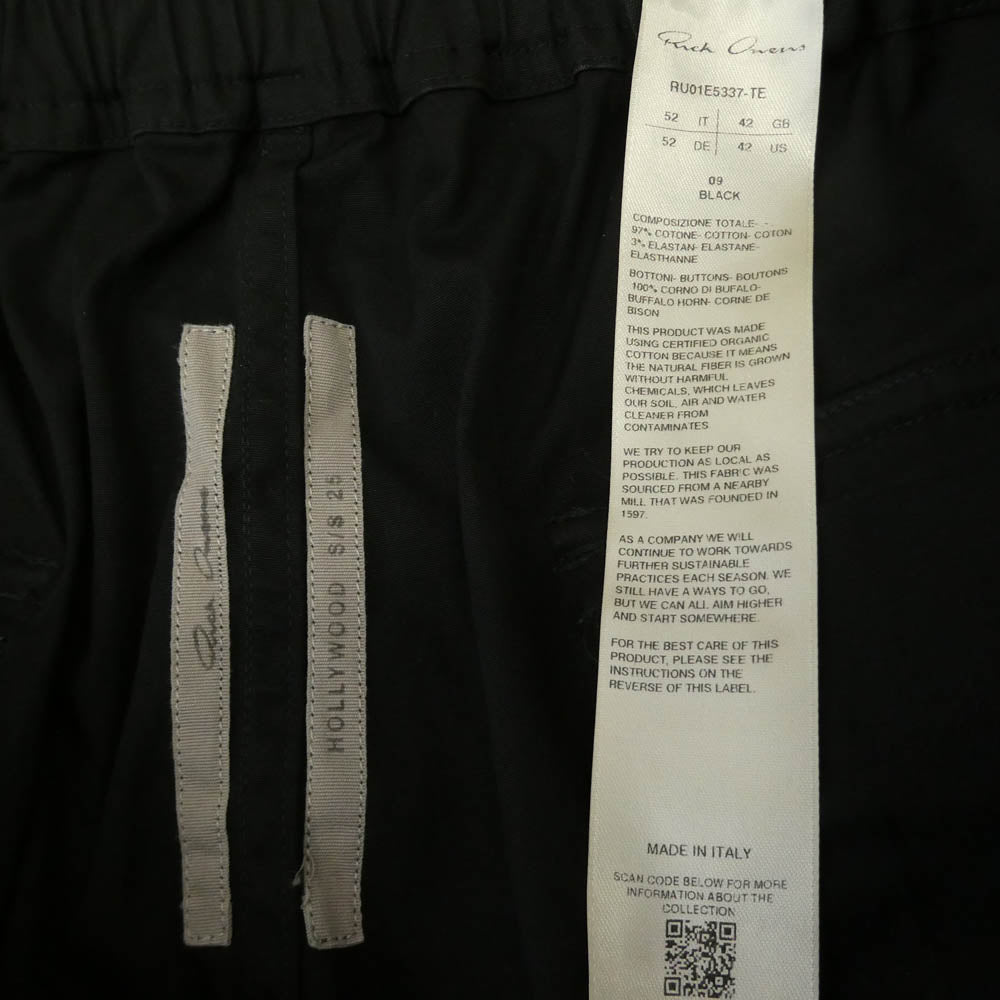 Rick Owens リックオウエンス 25SS RU01E5337-TE HOLLYWOOD期 TE素材 MASTODON MEGACARGO マストドン メガカーゴ ドローストリング パンツ ブラック系 52【中古】