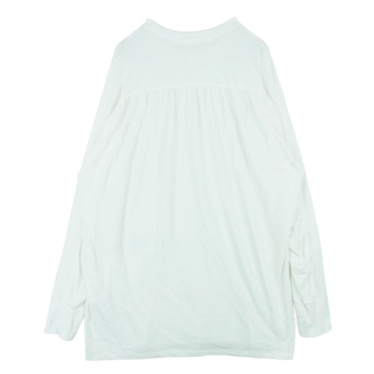 JULIUS ユリウス 19AW 677CPM17 GATAER SEAMD LONG SLEEVE SHIRT ロングスリーブ プリント 長袖 カットソー Tシャツ ホワイト系 2【中古】