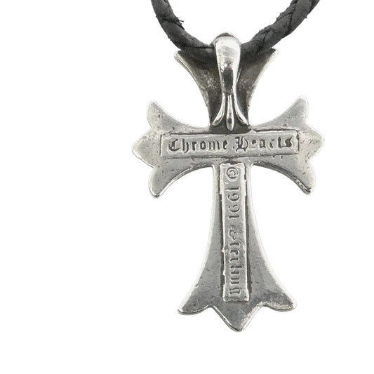 CHROME HEARTS クロムハーツ(原本無) CH CRS SML BC スモール CHクロス レザーブレード ボロチップ ネックレス シルバー系 ブラック系【中古】