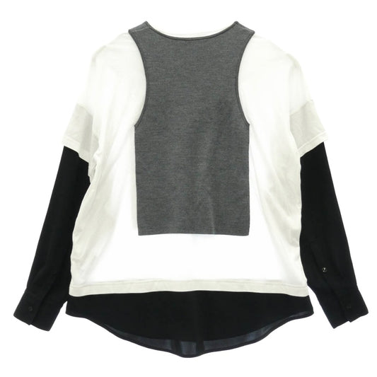 ENFOLD エンフォルド LAYERED PULLOVER レイヤード プルオーバー カットソー グレー系 ブラック系 ホワイト 38【中古】