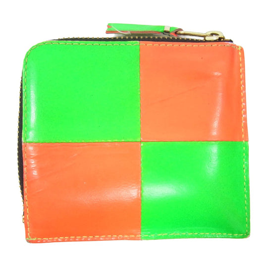 COMME des GARCONS コムデギャルソン SA3100FS FLUO SQUARES フロースクエア L字 ラウンドジップ ウォレット 財布 グリーン系【中古】