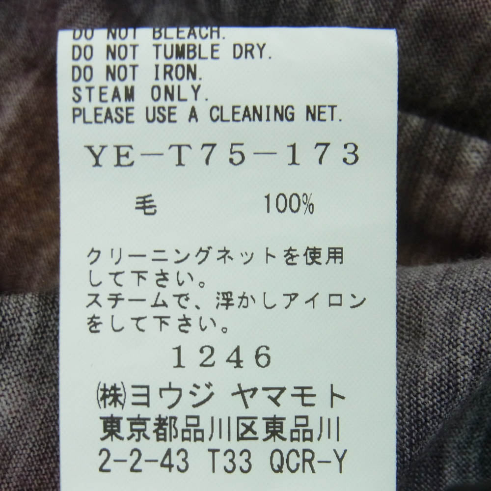 Y's Yohji Yamamoto ワイズ ヨウジヤマモト 22AW YE-T75-173-1-02 ぼかし チェック ウール 長袖 カットソー レッド系 ブラック系 2【中古】