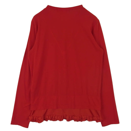 COMME des GARCONS コムデギャルソン 14AW RN-T008 コムコム ポリエステル フリル クルーネック カットソー カーディガン レッド系 M【中古】