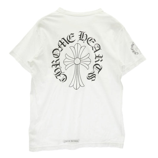CHROME HEARTS クロムハーツ(原本無) Back Cross Neck Logo Tee バックCHクロス ネックロゴ ポケット 半袖 Tシャツ カットソー ホワイト系 M【中古】