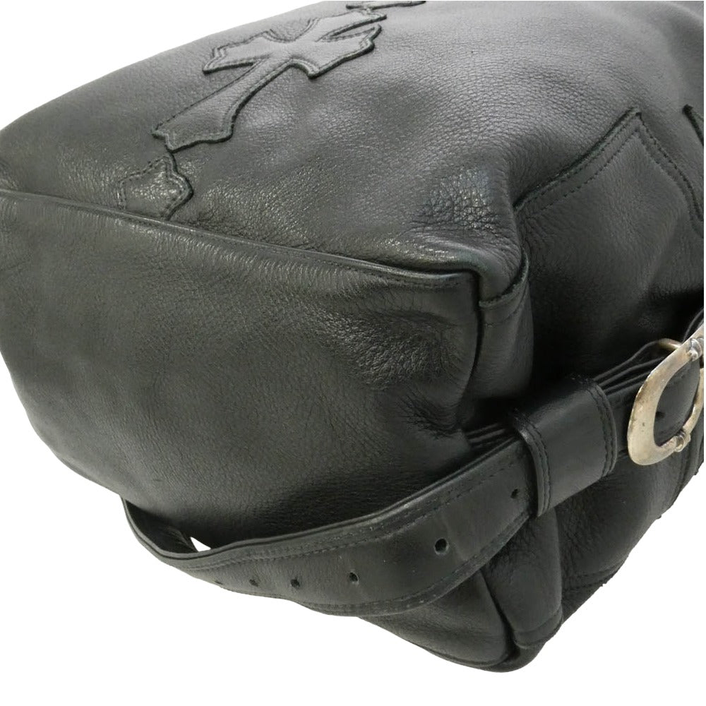 CHROME HEARTS クロムハーツ(原本無) LELO SM レロ セメタリークロスパッチ レザーショルダー バッグ ブラック系【中古】