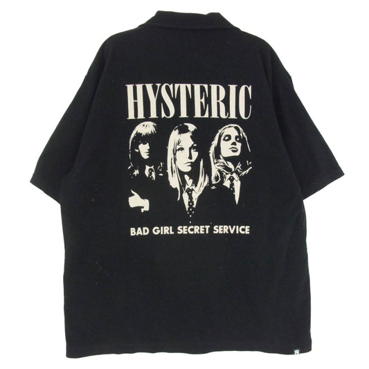 HYSTERIC GLAMOUR ヒステリックグラマー 22SS 02211CH02 SECRET SERVICE バックガール プリント 半袖シャツ ブラック系 L【中古】