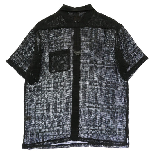 Supreme シュプリーム 23SS Mesh Stripe S/S Shirt メッシュ ストライプ 半袖 シャツ ブラック系 L【極上美品】【中古】