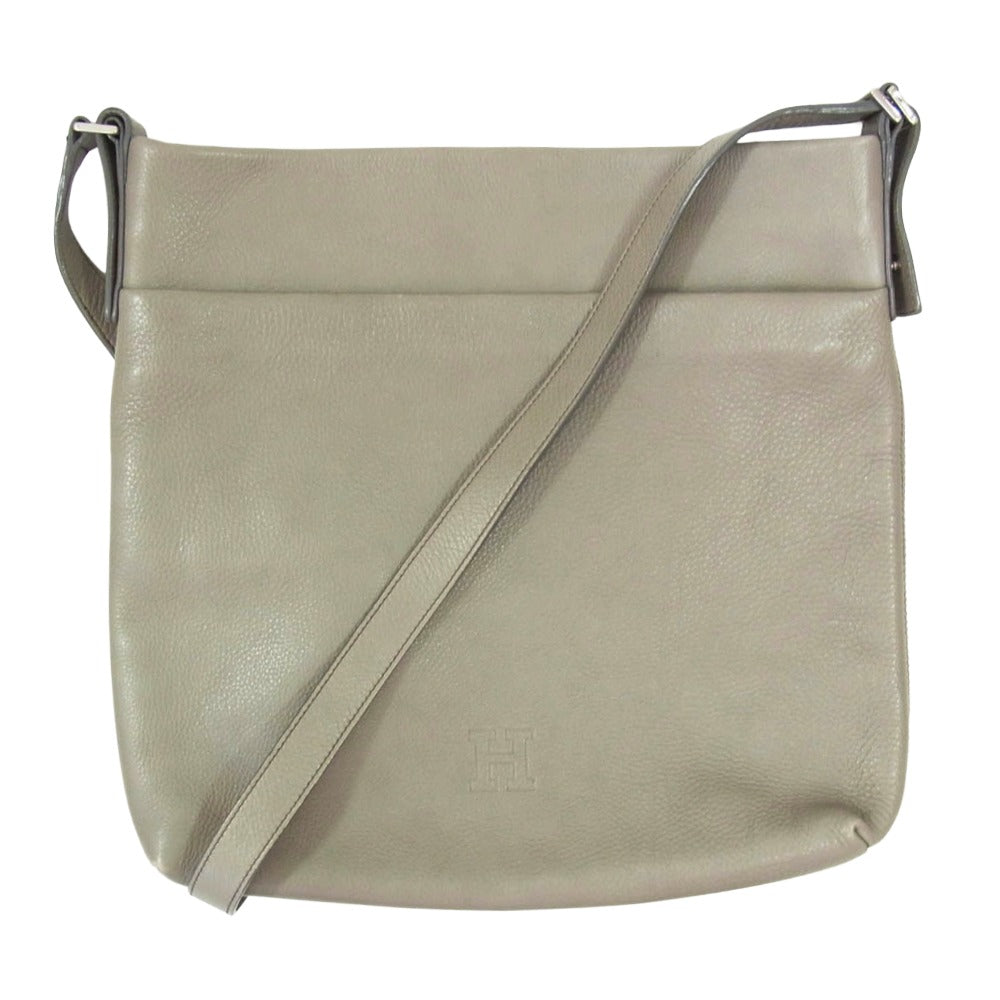 ヒロフ 2WAY スクエア レザー ショルダーバッグ グレー系【中古