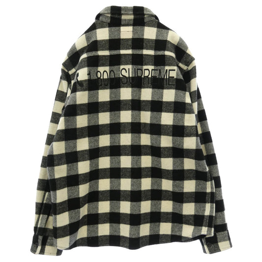 Supreme シュプリーム 19AW 1-800 Buffalo Plaid Shirt ロゴ刺繍 バッファローチェック ウール 長袖シャツ ブラック系 ホワイト系 M【中古】