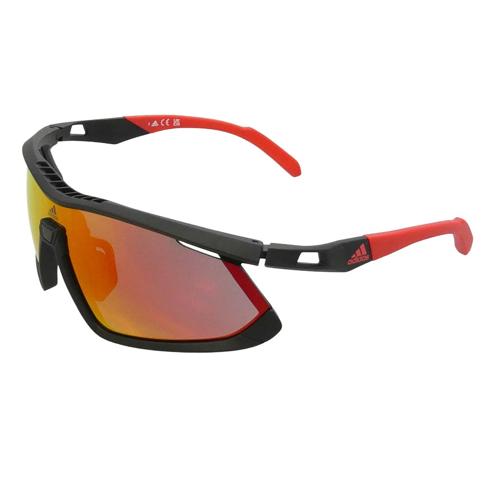 adidas アディダス SP0055-F 02U スポーツサングラス UVカット アジアンフィット 眼鏡 アイウェア ブラック系 レッド系 145 140 * 3 R0【新古品】【未使用】【中古】