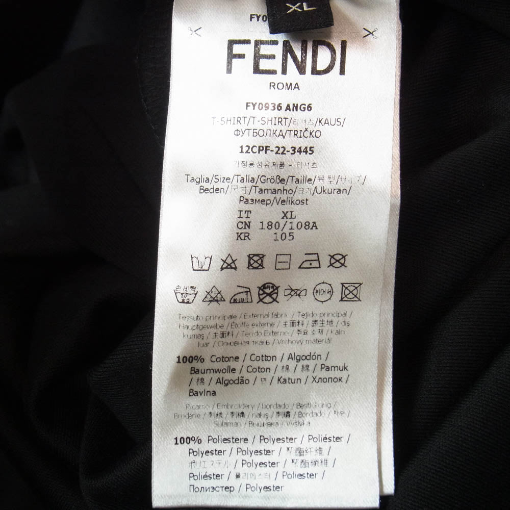 FENDI フェンディ MARC JACOBS マークジェイコブス FY0936 ANG6 x MARC JACOBS マークジェイコブス ROMA ローマ エンブロイダリー クルーネック 半袖 Tシャツ ブラック系 XL【中古】