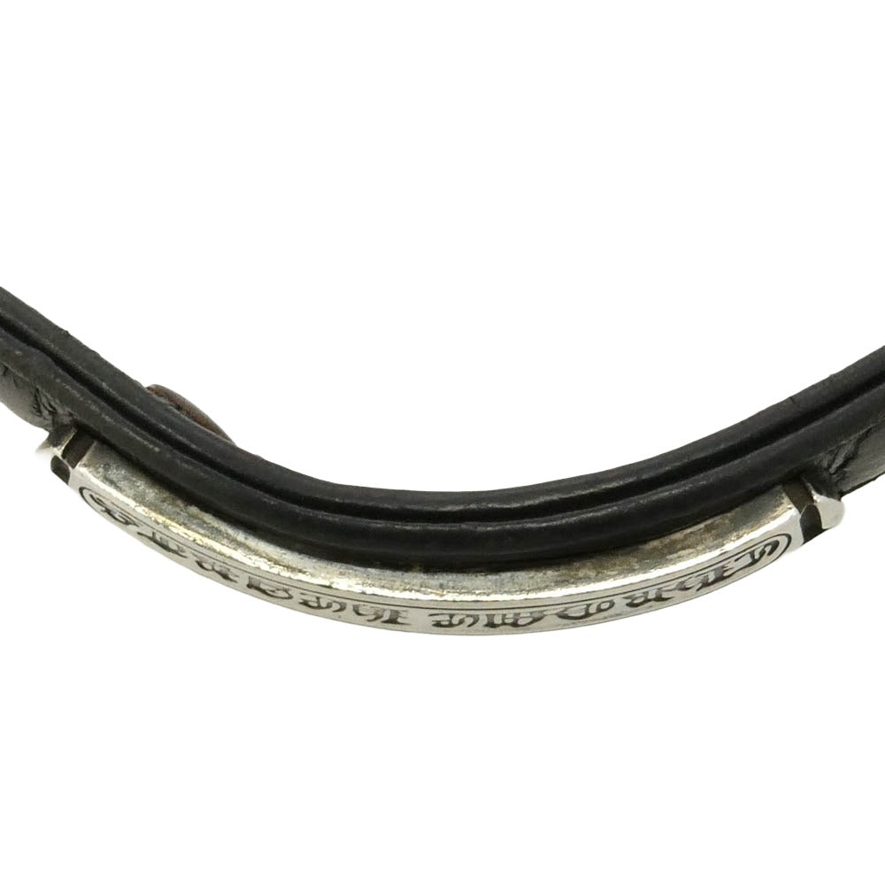 CHROME HEARTS クロムハーツ(原本無) GUNSLINGER ガンスリンガー スクロールラベル レザー ブレスレット ブラック系 6【中古】