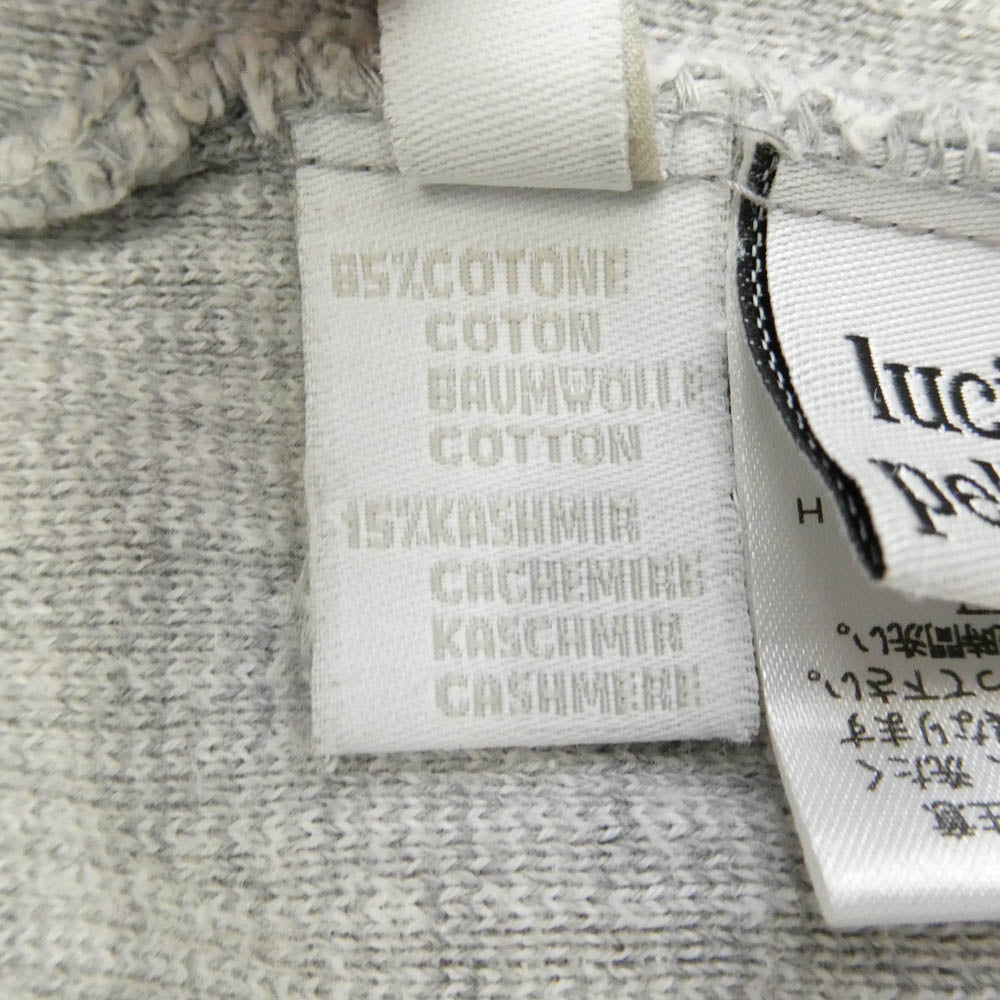 Lucien Pellat-Finet ルシアンペラフィネ バックスカル ストライプ カシミヤ混 ニット ジップアップ パーカー フーディー グレー系 L【中古】