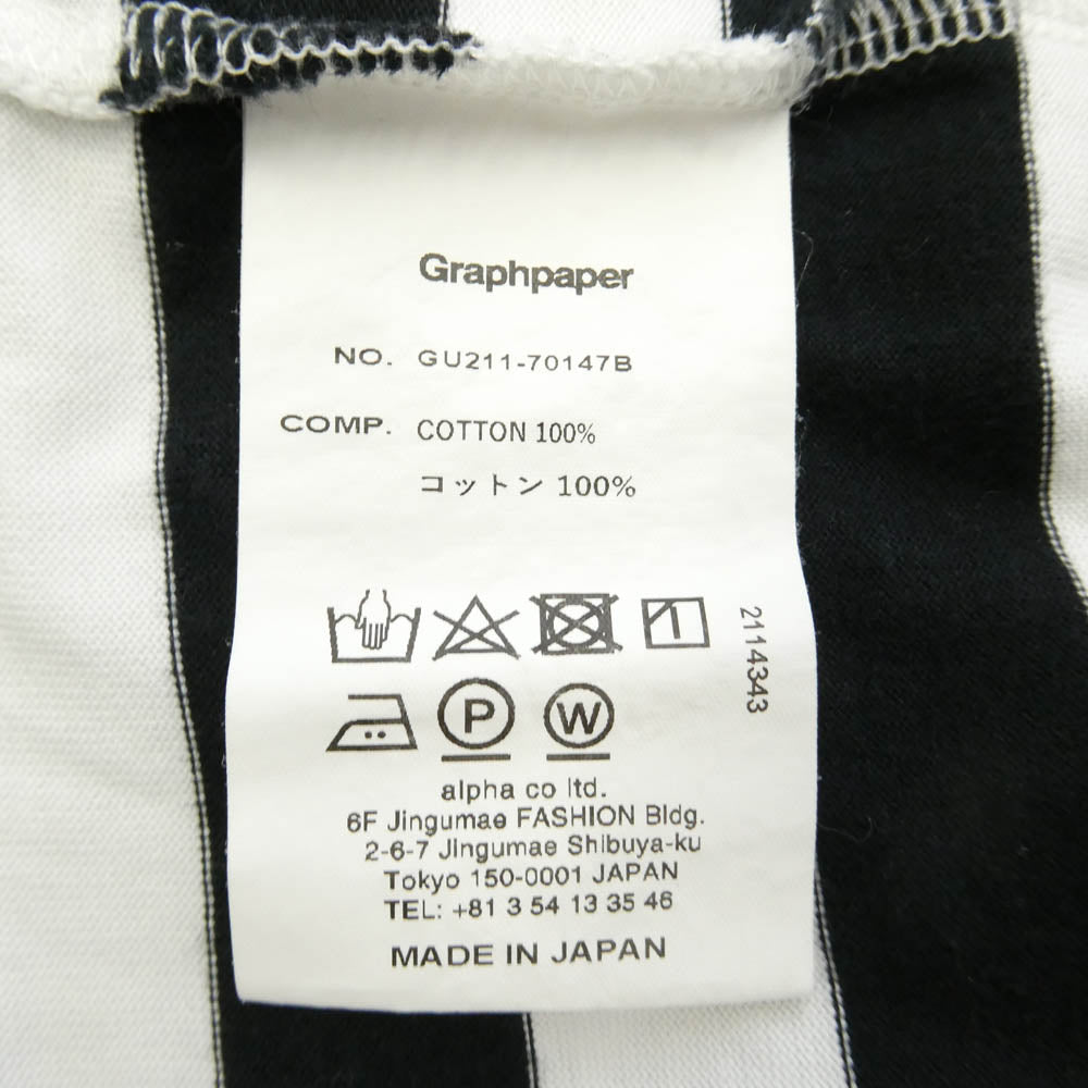 GRAPHPAPER グラフペーパー 21SS GU211-70147B Border L/S Pocket Tee ボーダー ロングスリーブ ポケット 長袖 Tシャツ カットソー ブラック系 ホワイト系 1【中古】