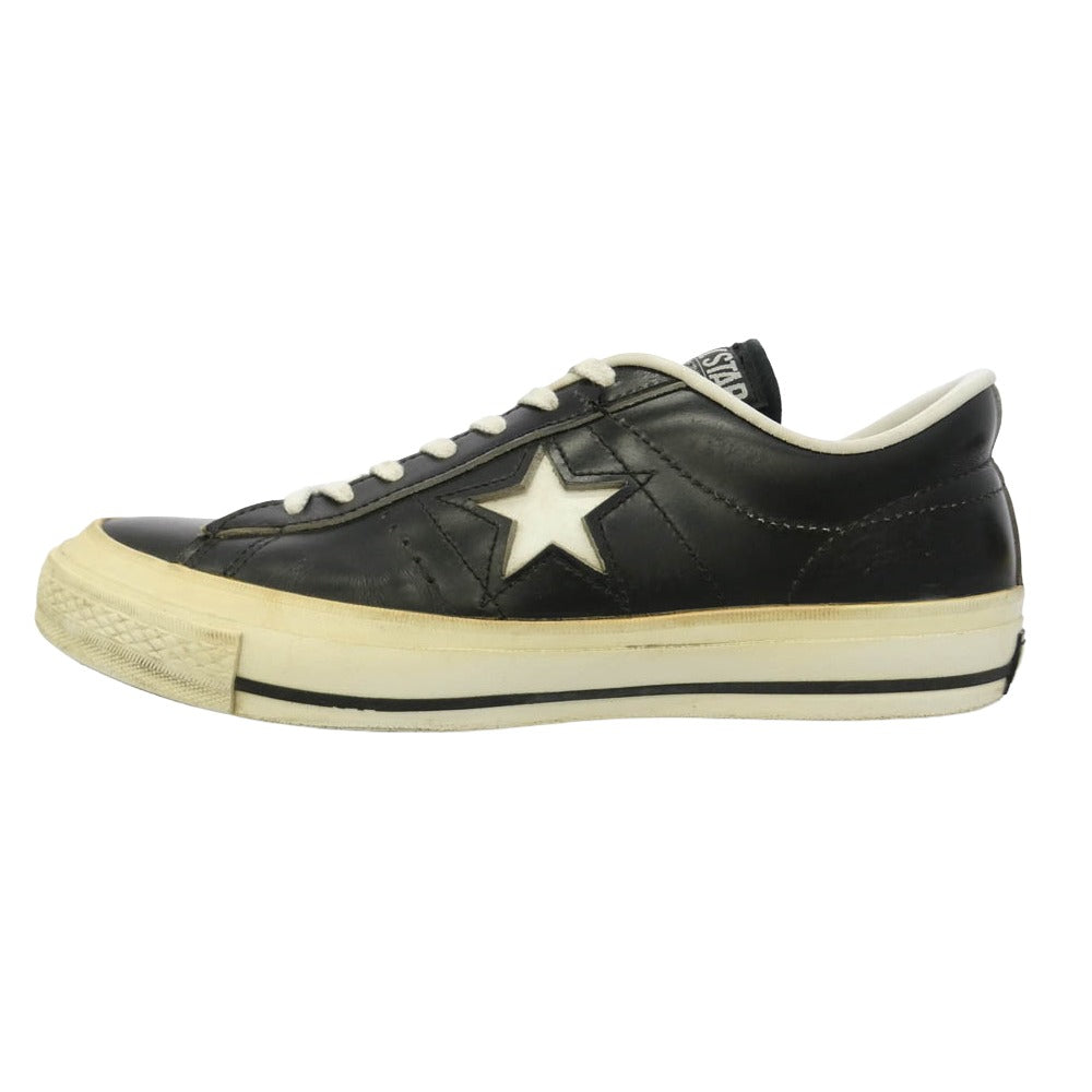 CONVERSE コンバース 日本製 ONE STAR J ワンスター ローカット レザー スニーカー ブラック系 7【中古】 CONVERSE コンバース 日本製 ONE STAR J ワンスター ローカット レザー